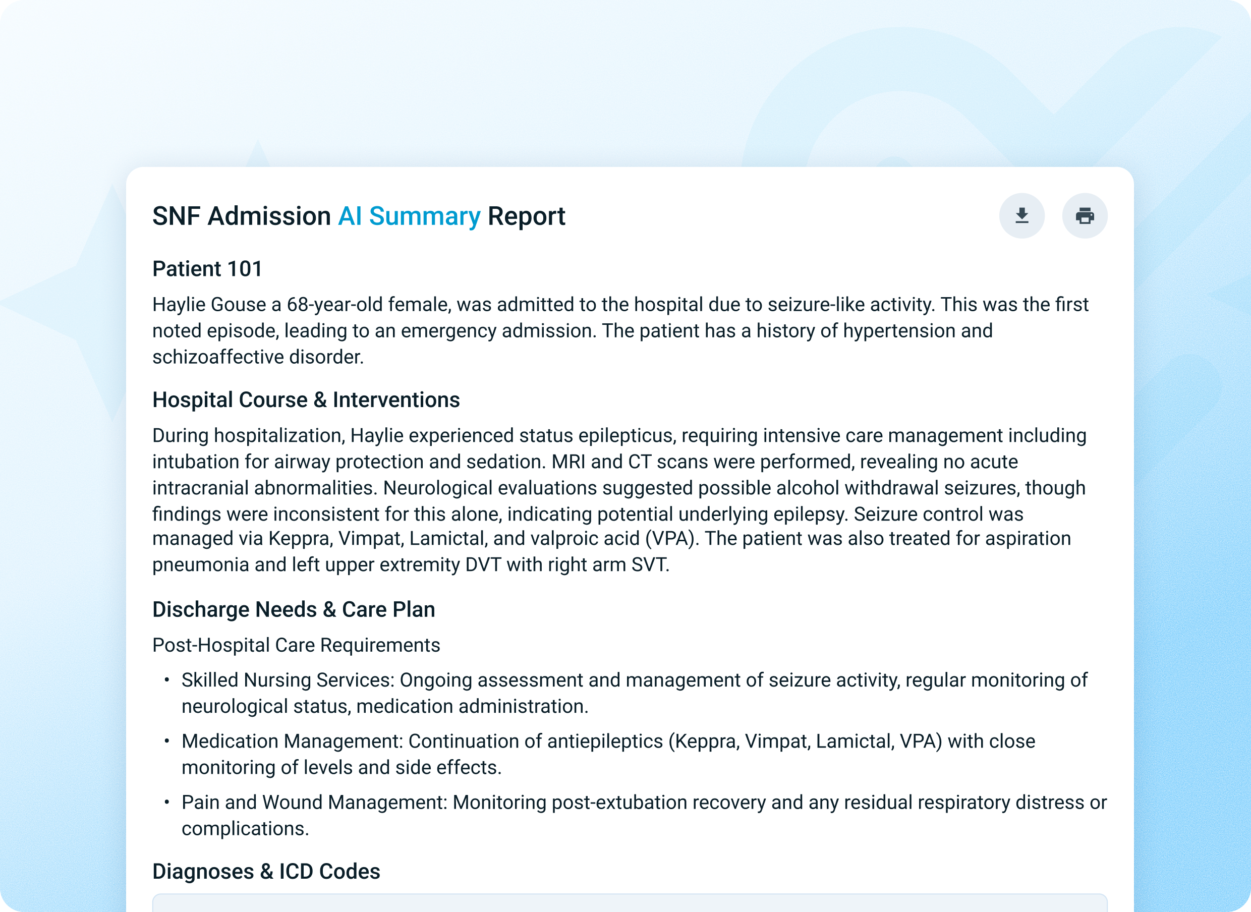 Summarize patient files